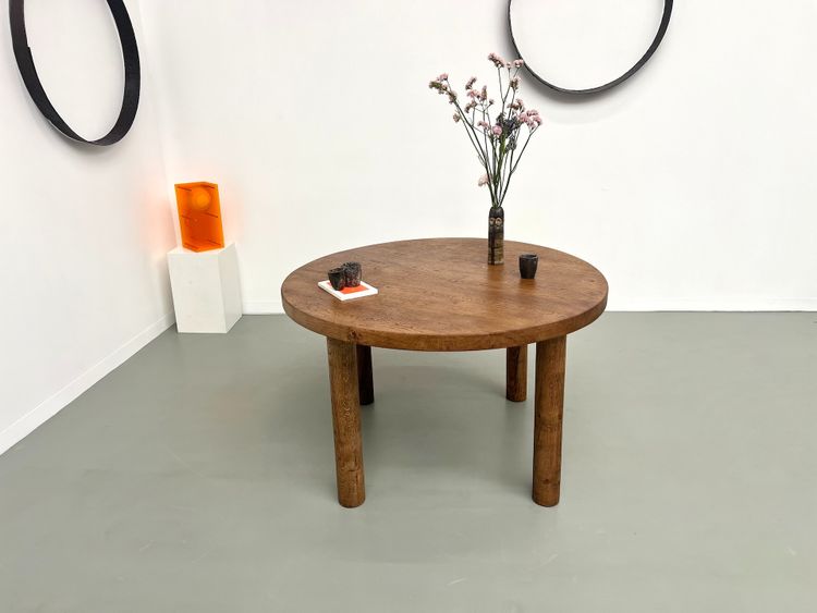 Circular solid oak dining table, circa 1950