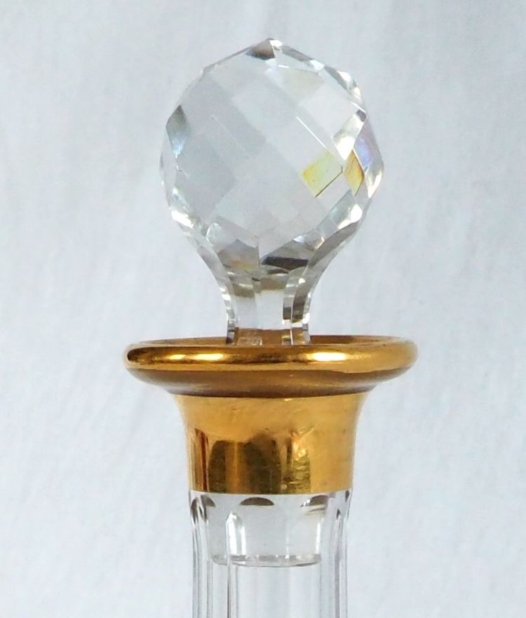 Caraffa per liquore in cristallo Baccarat dorata con oro fino, monogramma CB