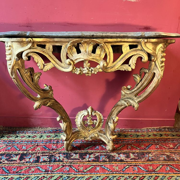 Console en bois doré, époque Louis XV