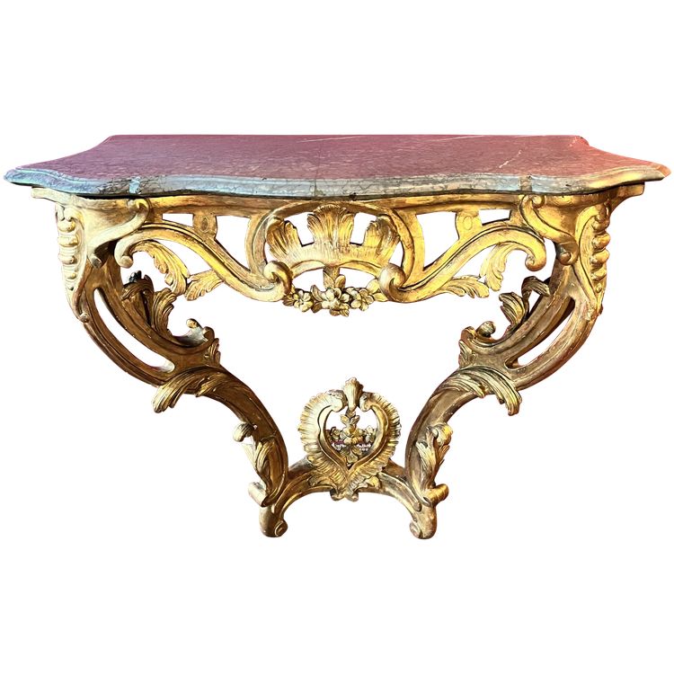 Console en bois doré, époque Louis XV