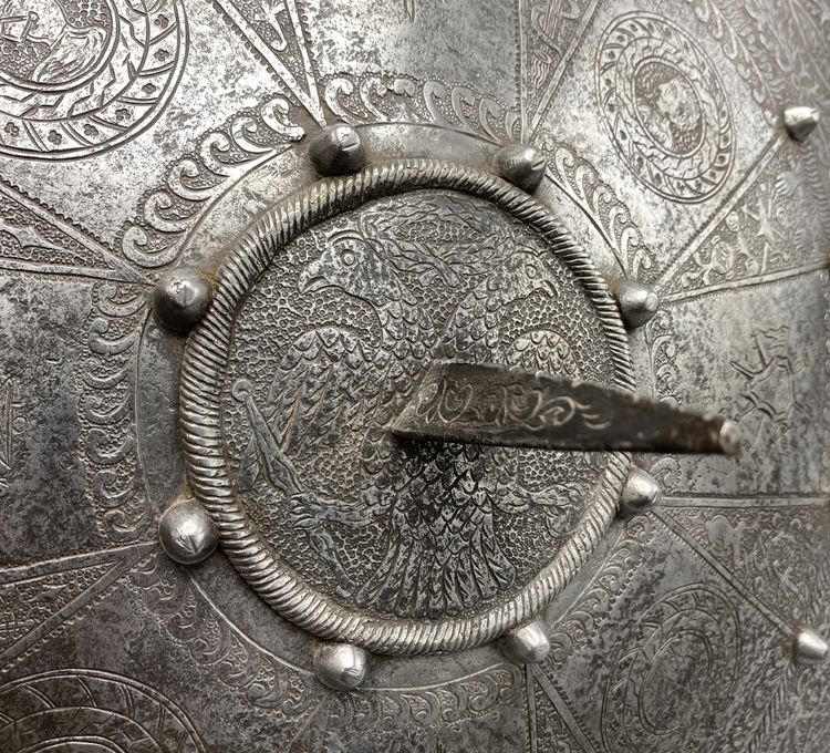 Fully engraved shield. Germany, 19th century