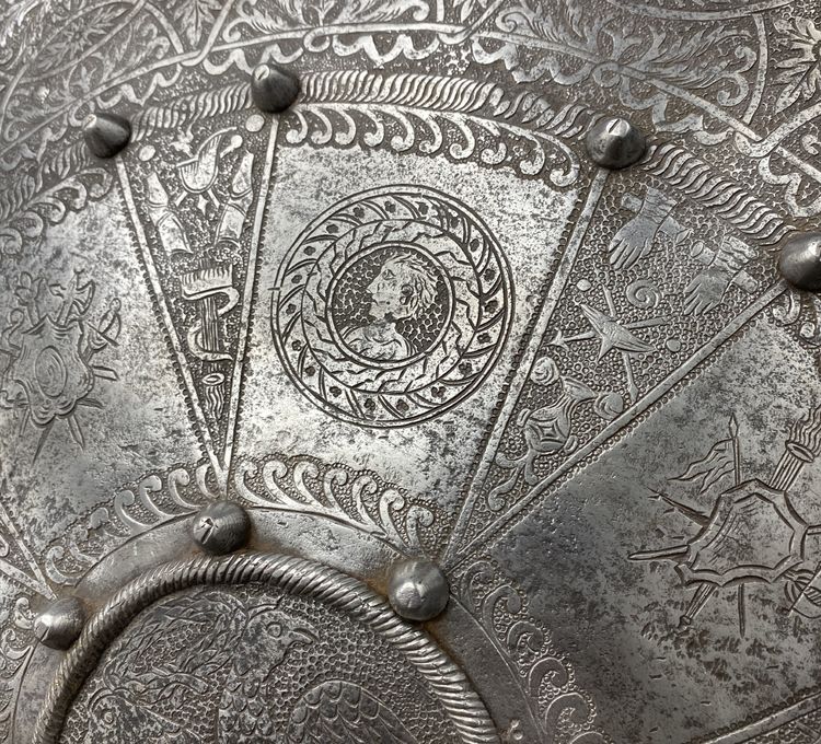 Fully engraved shield. Germany, 19th century