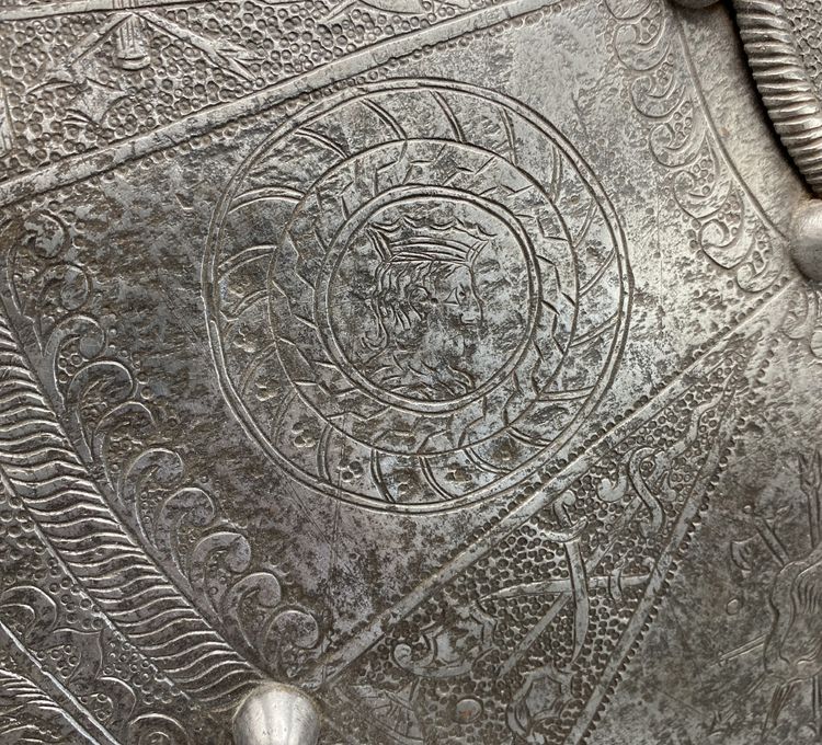 Fully engraved shield. Germany, 19th century