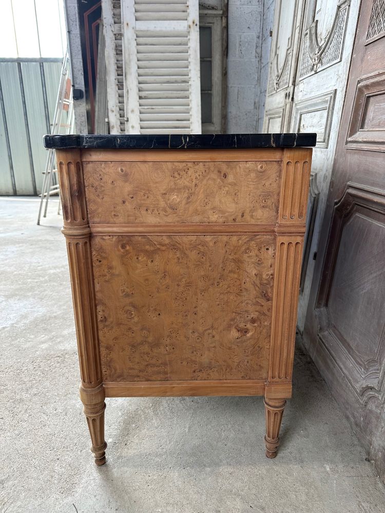 Louis XVI style chest of drawers with black marble top