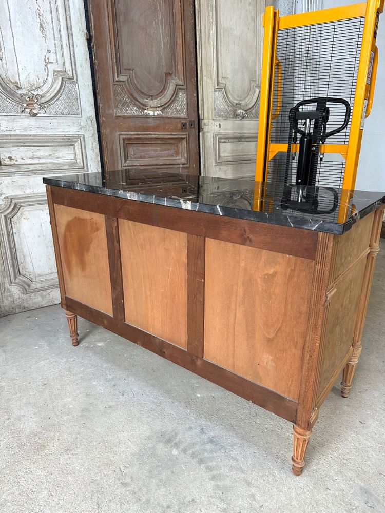 Louis XVI style chest of drawers with black marble top