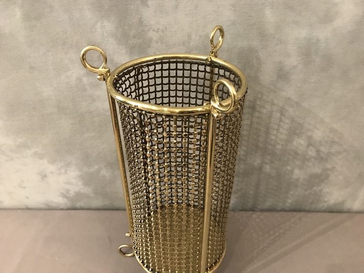 Woven brass and wire mesh wastepaper basket circa 1940