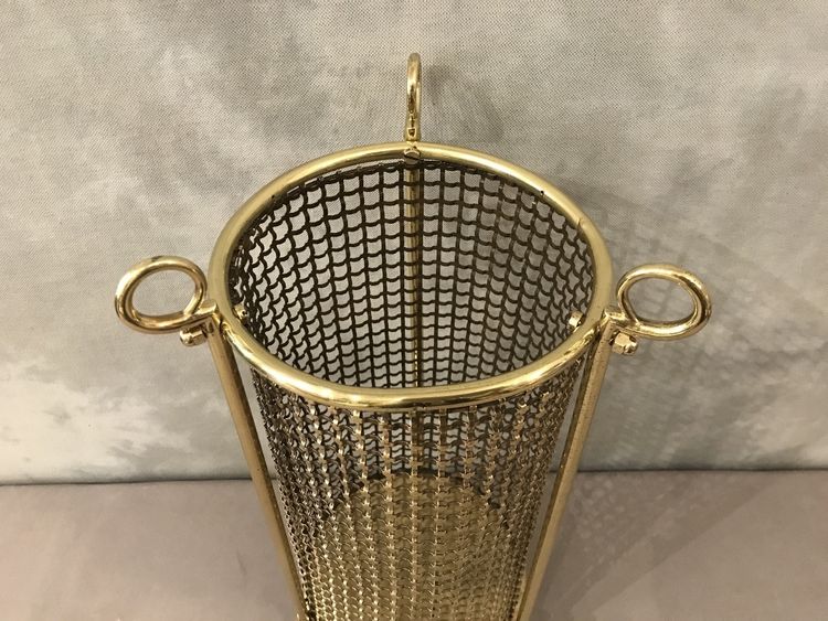 Woven brass and wire mesh wastepaper basket circa 1940