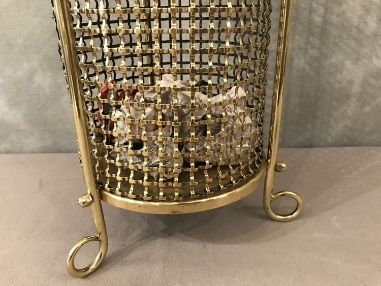 Woven brass and wire mesh wastepaper basket circa 1940