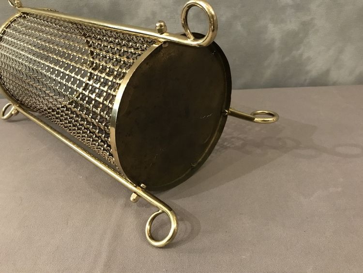 Woven brass and wire mesh wastepaper basket circa 1940