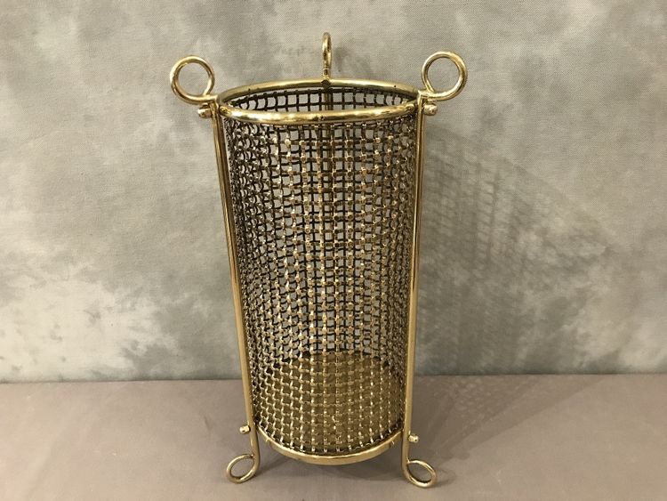 Woven brass and wire mesh wastepaper basket circa 1940