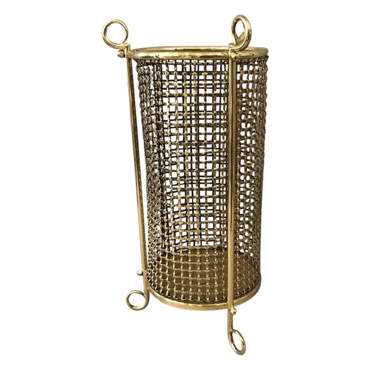 Woven brass and wire mesh wastepaper basket circa 1940