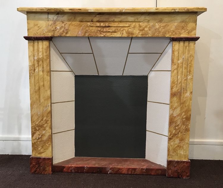 Beautiful small decorative fireplace in painted wood from the end of the 19th century