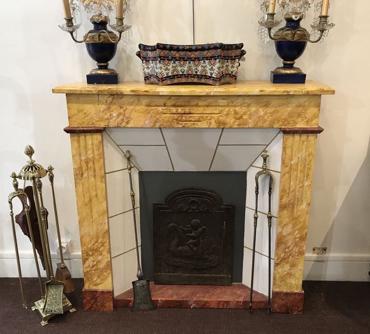 Beautiful small decorative fireplace in painted wood from the end of the 19th century