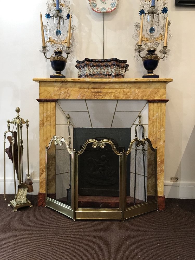 Beautiful small decorative fireplace in painted wood from the end of the 19th century