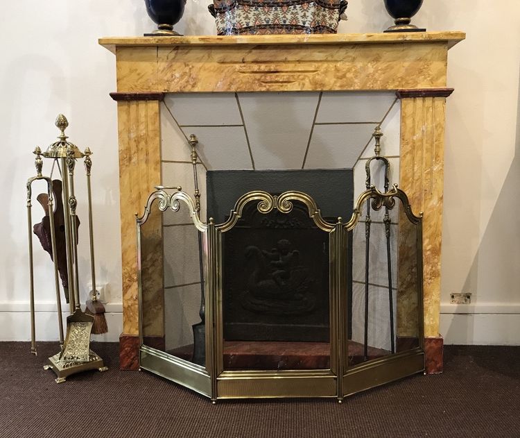 Beautiful small decorative fireplace in painted wood from the end of the 19th century