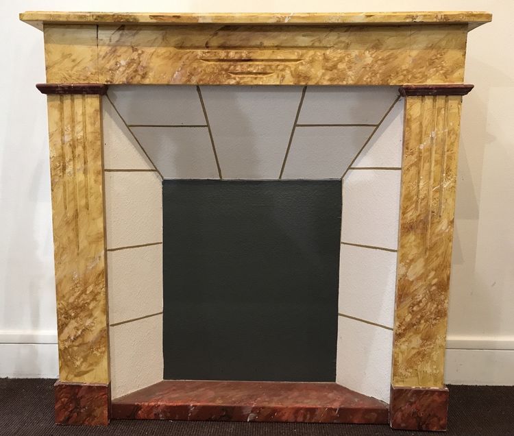 Beautiful small decorative fireplace in painted wood from the end of the 19th century