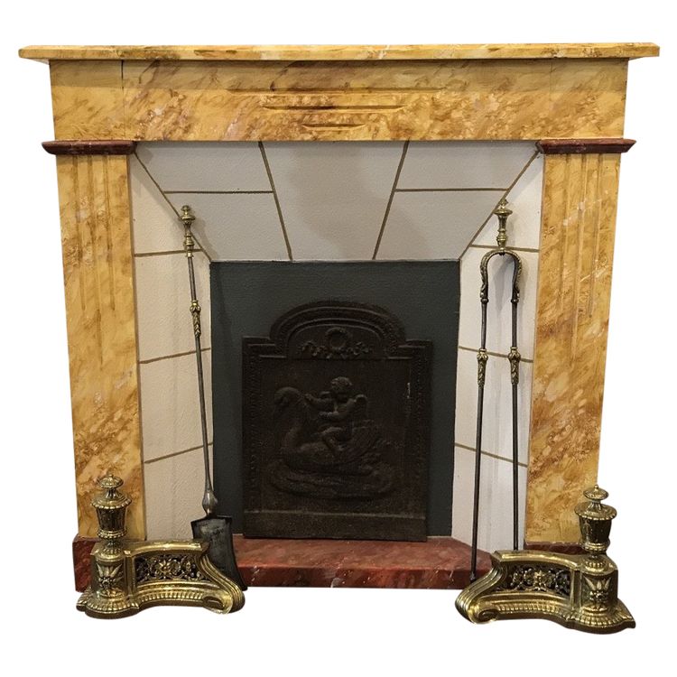 Beautiful small decorative fireplace in painted wood from the end of the 19th century