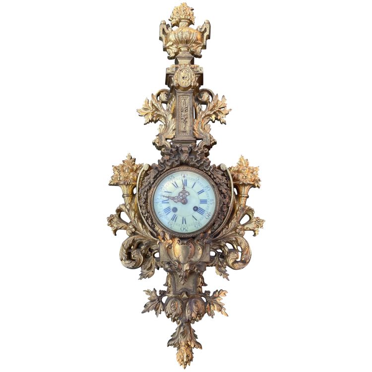 Wanduhr aus vergoldeter Bronze, 1880er