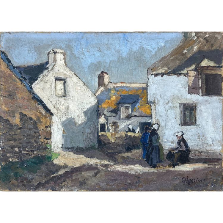 Old HST painting "Cadouarne near Séné" Brittany Morbihan signed éc Pont-Aven