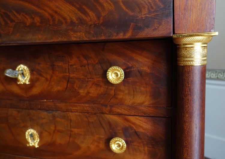 Empire children's chest of drawers, mahogany and gilt bronze - 85cm x 53cm x 76.5cm