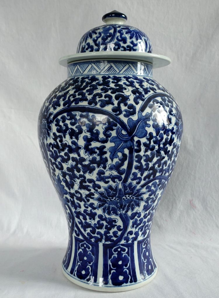 Paar große Hue Blue Porzellanvasen - China - 44 cm