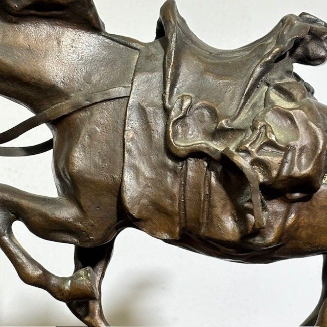 Ancient Bronze Horse Sculpture – “The Charge” early 1900s. Size 46 x 27 cm