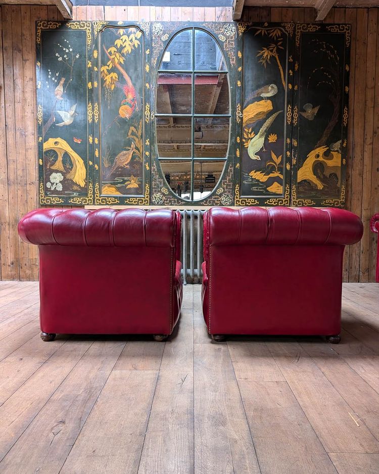 Red Chesterfield living room