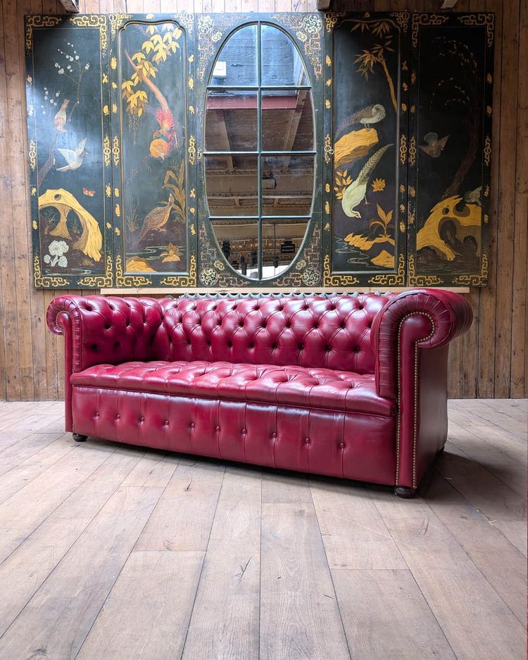 Red Chesterfield living room