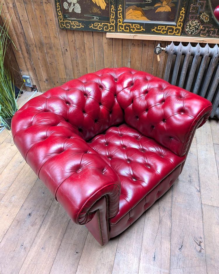 Red Chesterfield living room