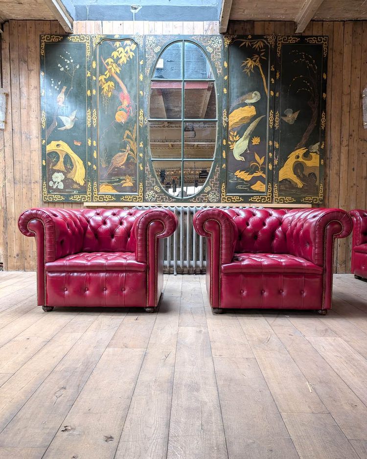 Red Chesterfield living room