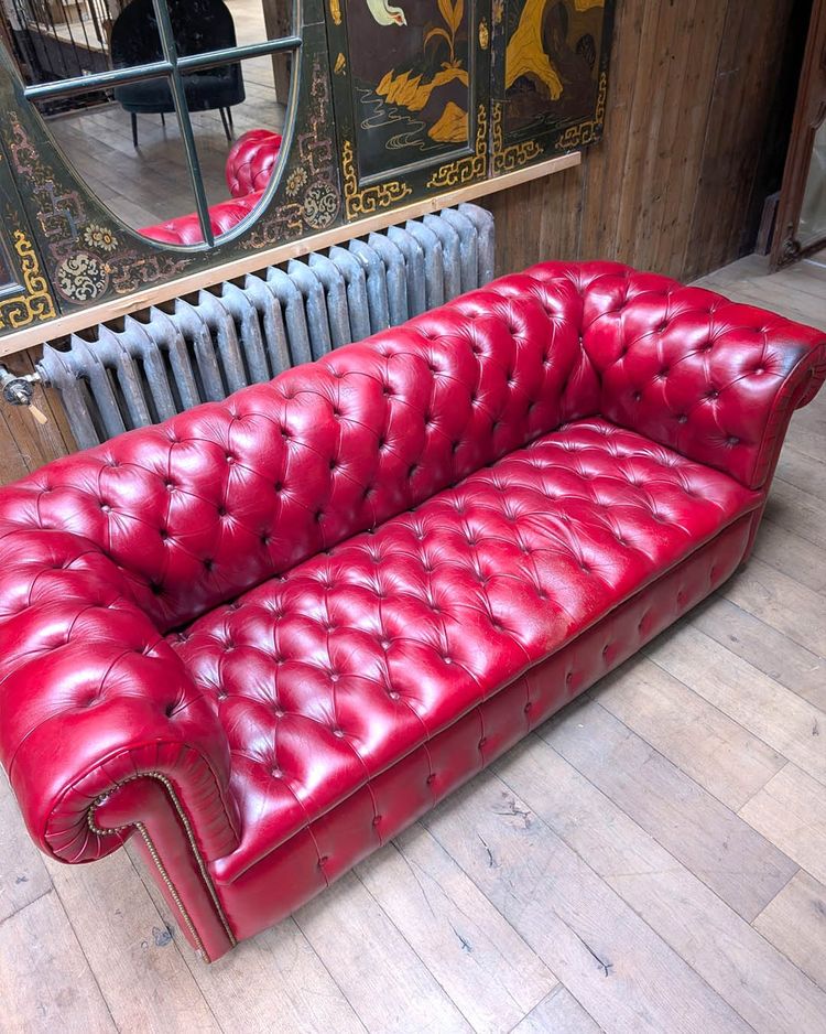 Red Chesterfield living room