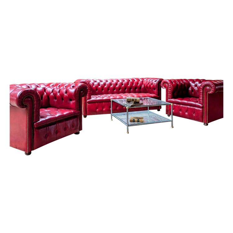 Rotes Chesterfield-Wohnzimmer