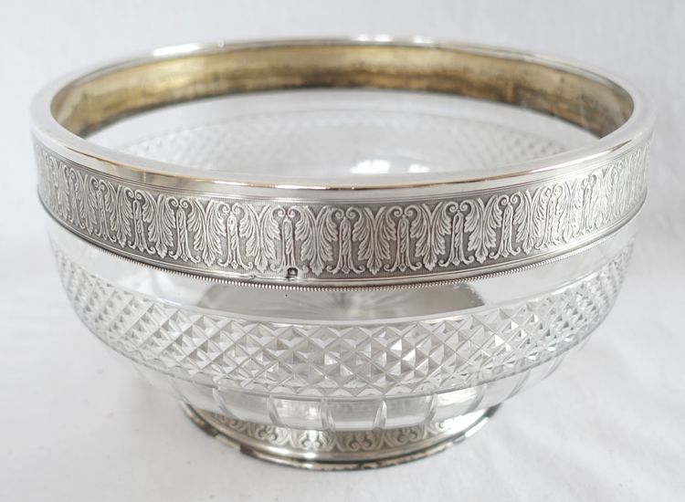 Lagriffoul & Laval: Baccarat crystal salad bowl, solid silver frame - Minerva hallmark