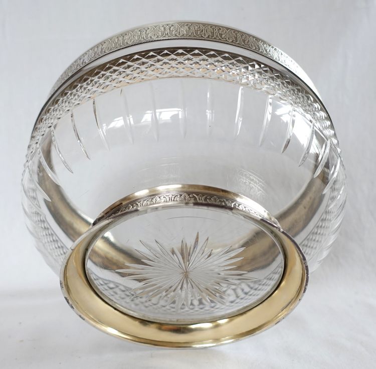 Lagriffoul & Laval: Baccarat crystal salad bowl, solid silver frame - Minerva hallmark