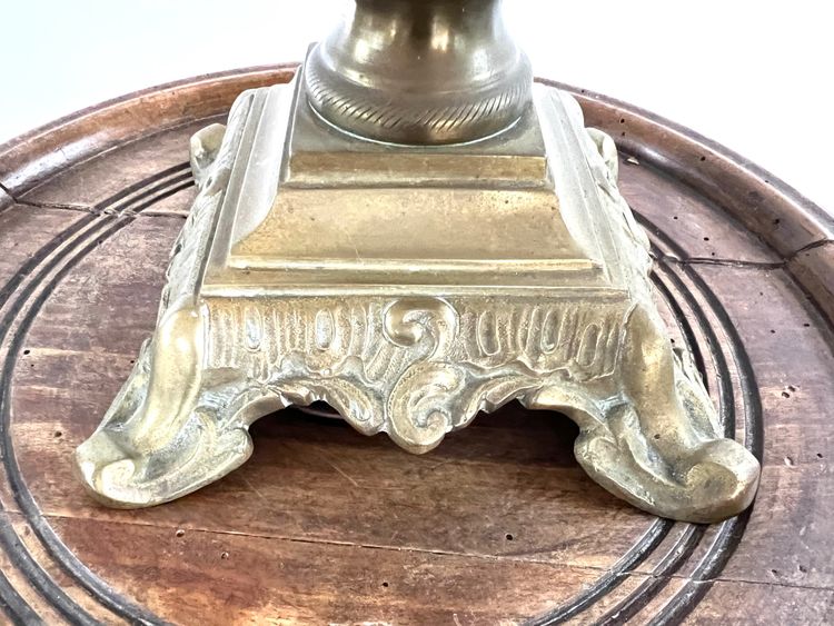 Antique Brass and Marble Kerosene Lamp – 20" Matador Burner – Late 19th Century