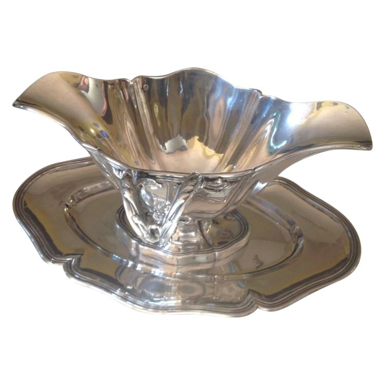 Louis XV Style Navette-Shaped Solid Silver Sauce Boat