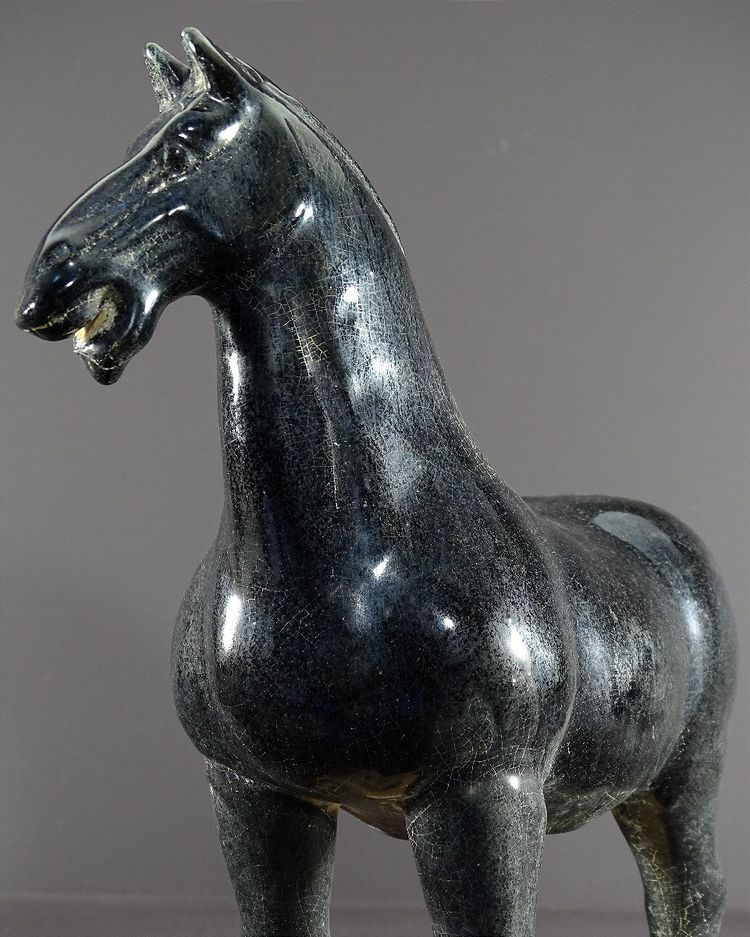 China, 1960s/1970s, Glazed Earthenware Sculpture Depicting a Horse in the Tang Dynasty Style.