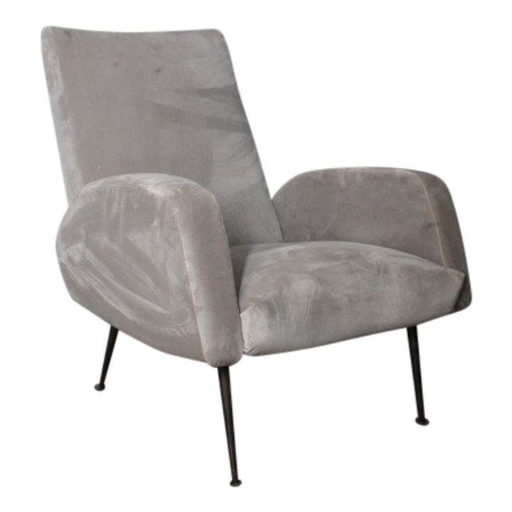 Fauteuil « Gigi Radice » des années 50 en gris. Jambes de fer 