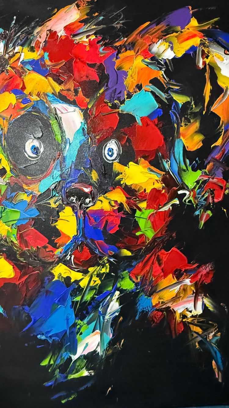 Acrylique sur toile originale - Tête de Chien