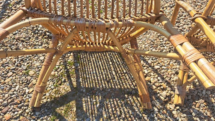 Pair of rattan armchairs with armrests from the 60s and 70s