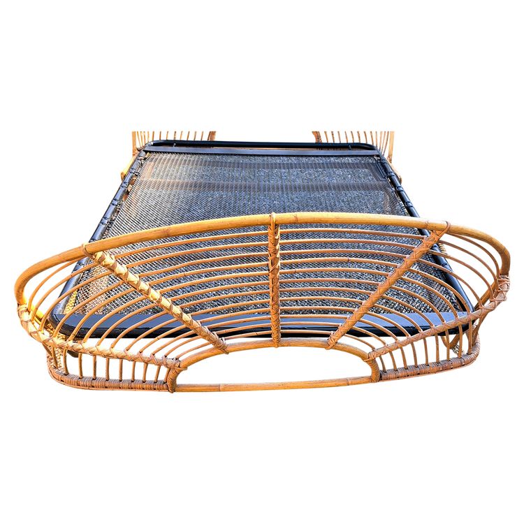 rattan bed with iron base from the 60s-70s