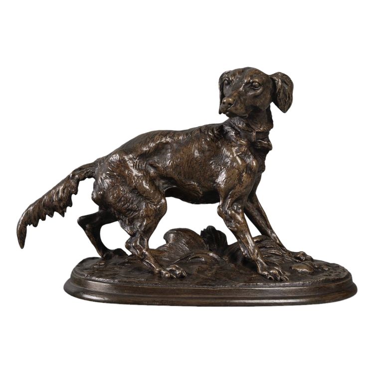 Sculpture - Chienne Épagneul , Pierre - Jules Mêne (1810-1879) - Bronze