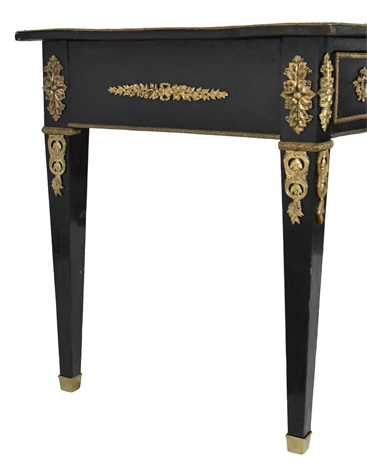 Louis XVI style black lacquered flat desk