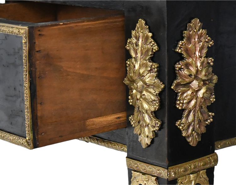 Louis XVI style black lacquered flat desk