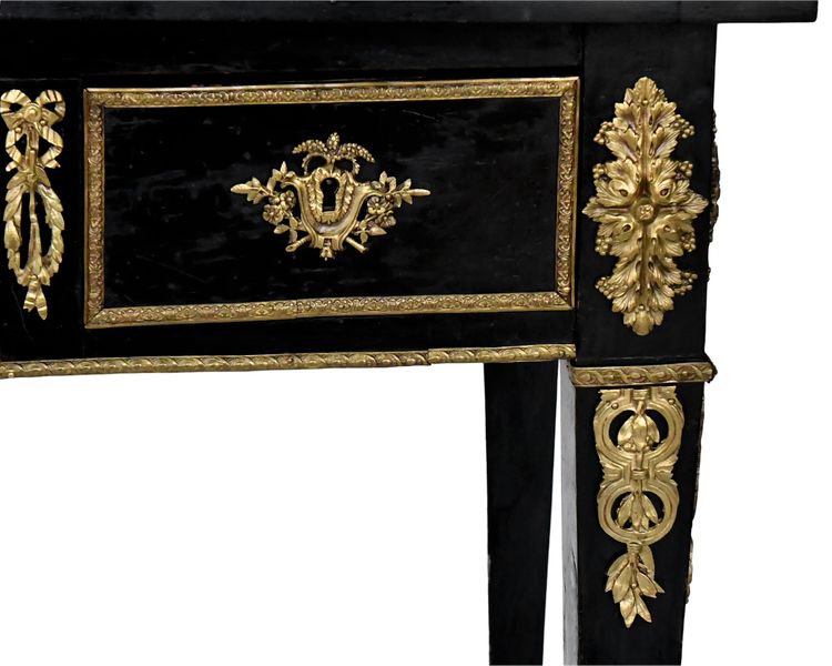 Louis XVI style black lacquered flat desk