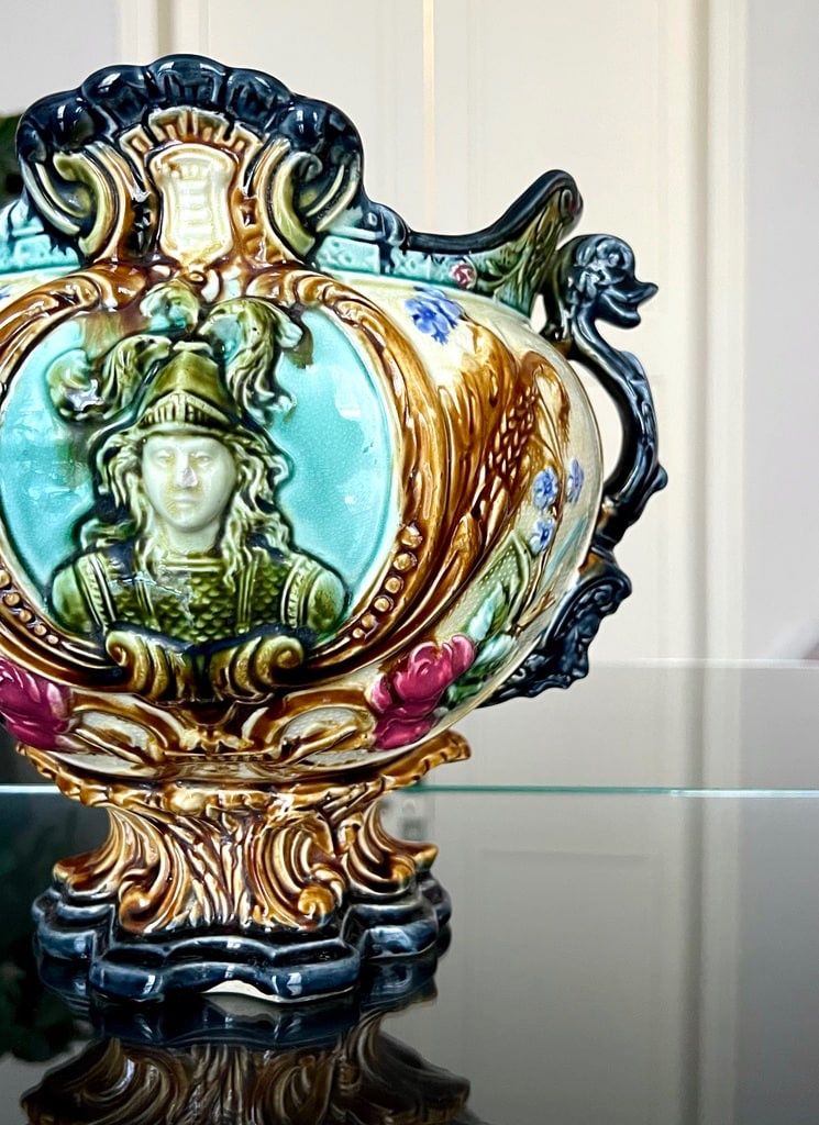 Cache Pot En Barbotine Polychrome - Fin XIXe Début XXe siècle - Faïence Jardinière