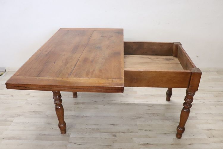 Antique Kitchen Table in Walnut, 19th Century