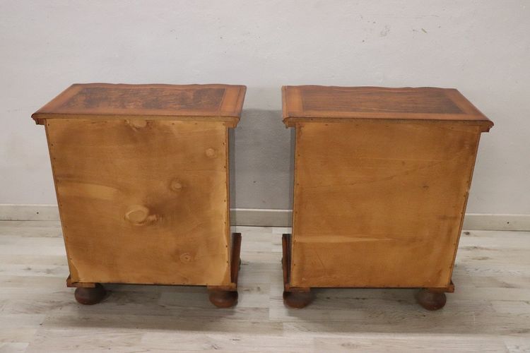 Walnut Veneer Nightstands, Set of 2