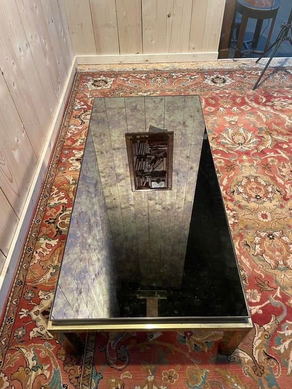 Gold metal and mirror coffee table 1970