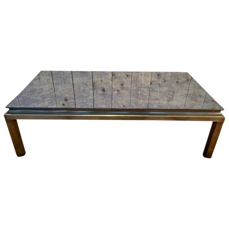 Gold metal and mirror coffee table 1970